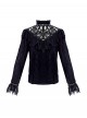 Mysterious Master Series Gothic Style Punk Black Elegant Lace High Neck Long Sleeve Shirt