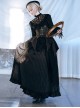 Mysterious Master Series Gothic Style Punk Black Elegant Lace High Neck Long Sleeve Shirt