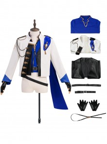Final Fantasy XIV Halloween Cosplay Prince Dragon Knight Blue Cosplay Men's Costume Set