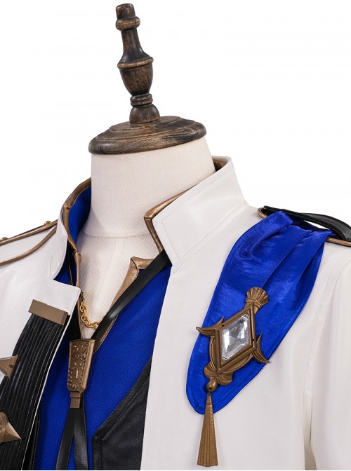 Final Fantasy XIV Halloween Cosplay Prince Dragon Knight Blue Cosplay Men's Costume Set