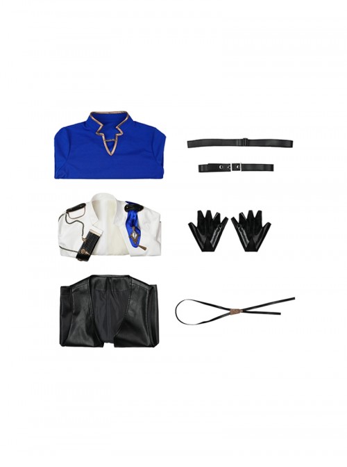 Final Fantasy XIV Halloween Cosplay Prince Dragon Knight Blue Cosplay Men's Costume Set