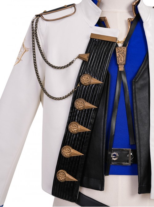 Final Fantasy XIV Halloween Cosplay Prince Dragon Knight Blue Cosplay Men's Costume Set