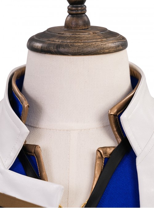 Final Fantasy XIV Halloween Cosplay Prince Dragon Knight Blue Cosplay Men's Costume Set