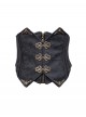 Mysterious Master Series Gothic Style Black Steampunk Embossed Patchwork Leather Corset Waistband
