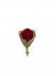 Mysterious Master Series Steampunk Style Red Rose Alloy Gear Collar Pin Brooch