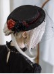 Mysterious Master Series Gothic Steampunk Imitation Rose Black Flat Top Soft Tulle Beret
