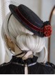 Mysterious Master Series Gothic Steampunk Imitation Rose Black Flat Top Soft Tulle Beret