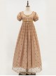 Sunset Glow Series Classic Lolita Golden Elegant Retro Luxurious Beaded Pearl Regal Round Neck Bubble Sleeve Dress
