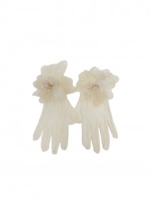 Sunset Radiance Series Classic Lolita Apricot Elegant Delicate Tulle Gloves