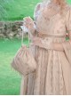 Sunset Glow Series Classic Lolita Apricot Delicate Leaf Pattern Beaded Tassel Handbag