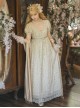 Sunset Glow Series Classic Lolita Apricot Summer Retro Gorgeous Leaf Beaded Regal High Waist Dress