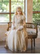 Sunset Glow Series Classic Lolita Apricot Summer Retro Gorgeous Leaf Beaded Regal High Waist Dress