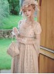 Sunset Glow Series Classic Lolita Apricot Summer Retro Gorgeous Leaf Beaded Regal High Waist Dress
