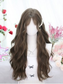 Tangerine Brown Daily Classic Lolita Mid Split Puffy Princess Wavy Long Wig