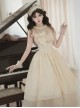 Sunset Glow Series Classic Lolita Apricot Elegant Halter Neck Sleeveless Long Dress