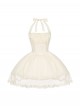 Wind Encounter Dew Series Classic Lolita Apricot Lace Light Chiffon Halter Neck Short Dress