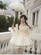Wind Encounter Dew Series Classic Lolita Apricot Lace Light Chiffon Halter Neck Short Dress