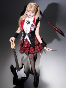 Rock Bunny Series Punk Lolita Sweet Cool Black Red Jacket Skirt Y2K Idol Set