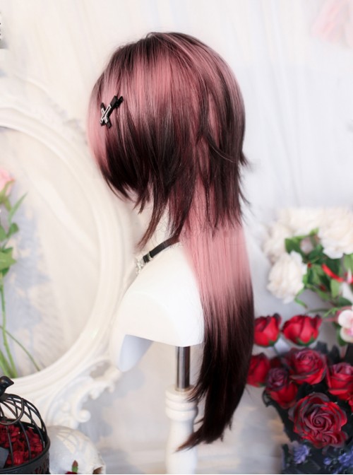 Rock Series Sweet Lolita Japanese Simulation Pink Black Jellyfish Head Long Wig