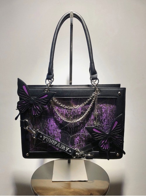 Maze Butterfly Series Kawaii Fashion Chic Exquisite Butterfly Chain Transparent Layer Large Capacity Tote Bag