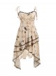 Autumn Winter Retro Kawaii Fashion Brown Sweet Cool Western Desert Irregular Hem Sleeveless Dress