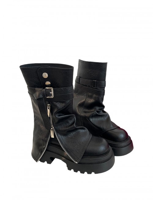 British Punk Lolita Thick Sole Fashion Trendy Western Jeans Tube Martin Boots