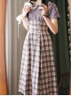 Sunny Forest Series Classic Lolita Daily Commute Slim Fit Checked Short Sleeve Dress