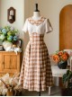 Sunny Forest Series Classic Lolita Daily Commute Slim Fit Checked Short Sleeve Dress