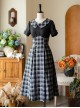 Sunny Forest Series Classic Lolita Daily Commute Slim Fit Checked Short Sleeve Dress