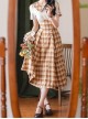 Sunny Forest Series Classic Lolita Daily Commute Slim Fit Checked Short Sleeve Dress