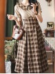 Sunny Forest Series Classic Lolita Daily Commute Slim Fit Checked Short Sleeve Dress