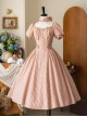 Sunny Forest Series Classic Lolita Daily Commute Fit Checked Short Puff Sleeve Dress
