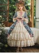 Lilica Garden Series Classic Lolita Luxurious Rose Print Lace Sleeves Big Bowknot Brooch Bonnet Gloves Set