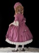 Lilica Garden Series Classic Lolita Luxurious Rose Print Lace Sleeves Big Bowknot Brooch Bonnet Gloves Set