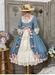 Lilica Garden Series Classic Lolita Luxurious Rose Print Lace Sleeves Big Bowknot Brooch Bonnet Gloves Set