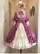 Lilica Garden Series Classic Lolita Luxurious Rose Print Lace Sleeves Big Bowknot Brooch Bonnet Gloves Set