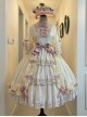 Lilica Garden Series Classic Lolita Luxurious Rose Print Lace Sleeves Big Bowknot Brooch Bonnet Gloves Set