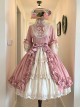 Lilica Garden Series Classic Lolita Luxurious Rose Print Lace Sleeves Big Bowknot Brooch Bonnet Gloves Set