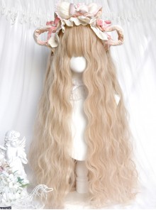 Milk Foam Series Sweet Lolita Creamy Beige Golden Fluffy Long Wool Curl Wig