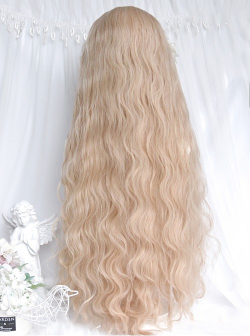 Milk Foam Series Sweet Lolita Creamy Beige Golden Fluffy Long Wool Curl Wig