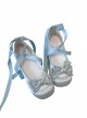 Ballet Meow Series Sweet Lolita Round Toe Bowknot Lace Satin Ribbon Mid Heel Mary Jane Shoes