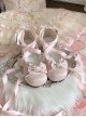 Ballet Meow Series Sweet Lolita Round Toe Bowknot Lace Satin Ribbon Mid Heel Mary Jane Shoes