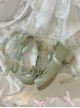 Ballet Meow Series Sweet Lolita Round Toe Bowknot Lace Satin Ribbon Mid Heel Mary Jane Shoes