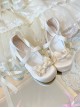 Ballet Meow Series Sweet Lolita Round Toe Bowknot Lace Satin Ribbon Mid Heel Mary Jane Shoes