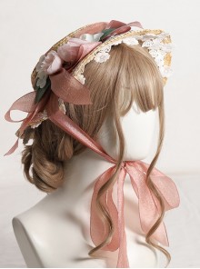 Summer Spring Classic Lolita Vintage Elegant Lady Lace Ribbon Flower Straw Flat Cap