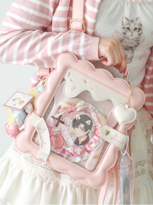 Small Cookies Series Kawaii Fashion Sweet Cute Japanese Square Transparent Layered Itabag Bag Crossbody Backpack