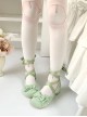 Ballet Meow Series Sweet Lolita Silk Ribbon Bowknot Cute Round Toe Mid Heel Mary Jane Shoes