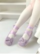 Ballet Meow Series Sweet Lolita Silk Ribbon Bowknot Cute Round Toe Mid Heel Mary Jane Shoes