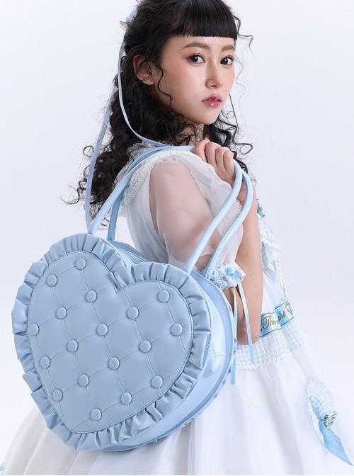 Love Pillow Series Sweet Lolita Luxurious Japanese Pleated Dot Single Shoulder Bag