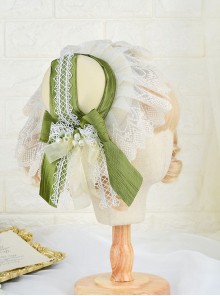 Bell Orchid Handmade Classic Lolita Elegant Green Lace Tulle Ribbon Hat